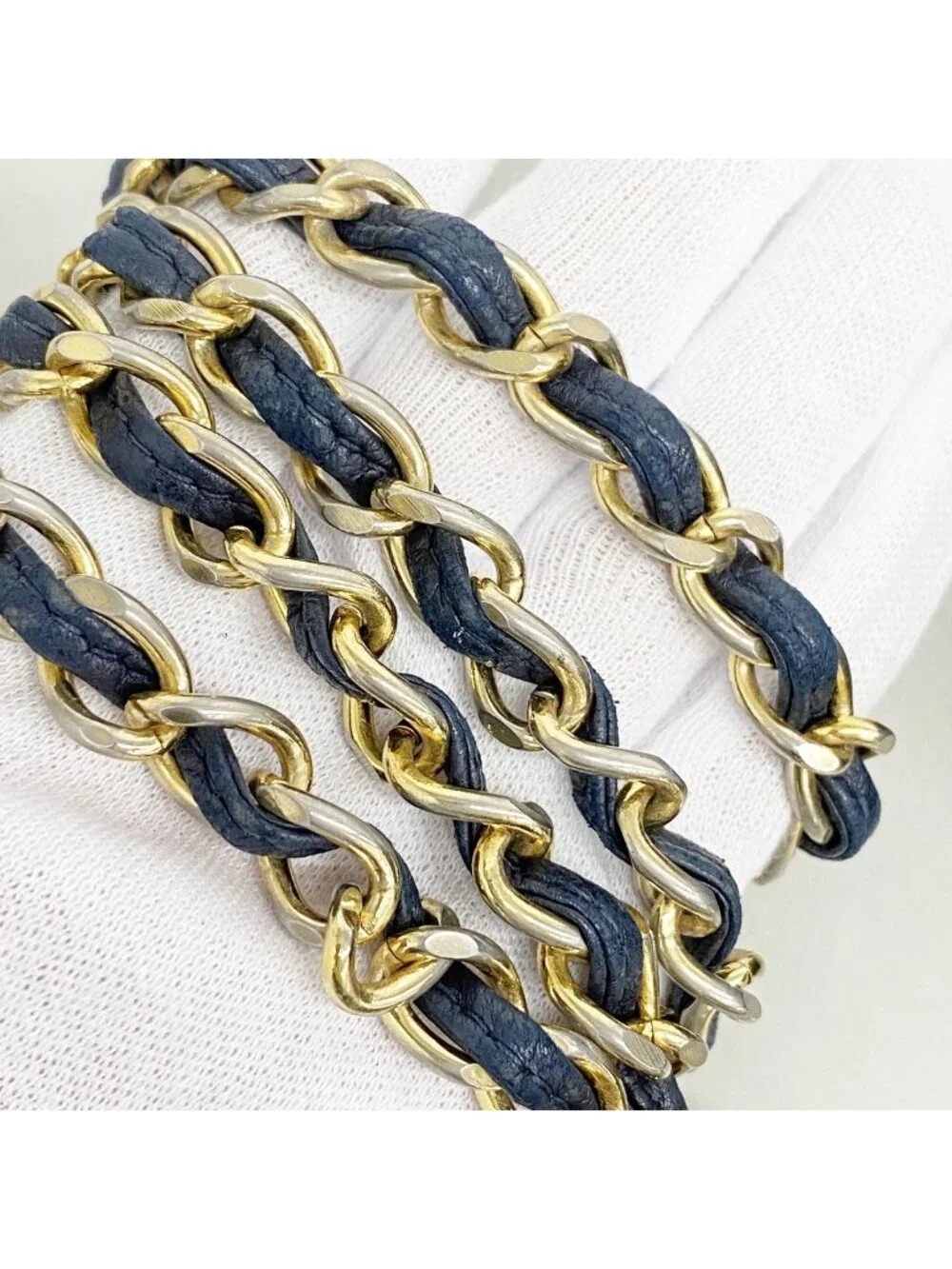 Chanel Shoulder Bag Quilted Lambskin Navy Gold
